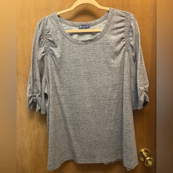 Democracy Women’s Elbow Length Puff Sleeve Ruched Top Tee Set of 3 - Picture 7 of 12